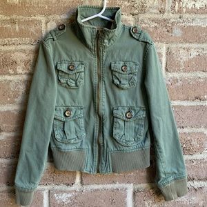 Old navy girls olive green zip up jacket